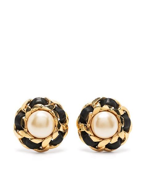 chanel pearl earings|pre owned chanel earrings.